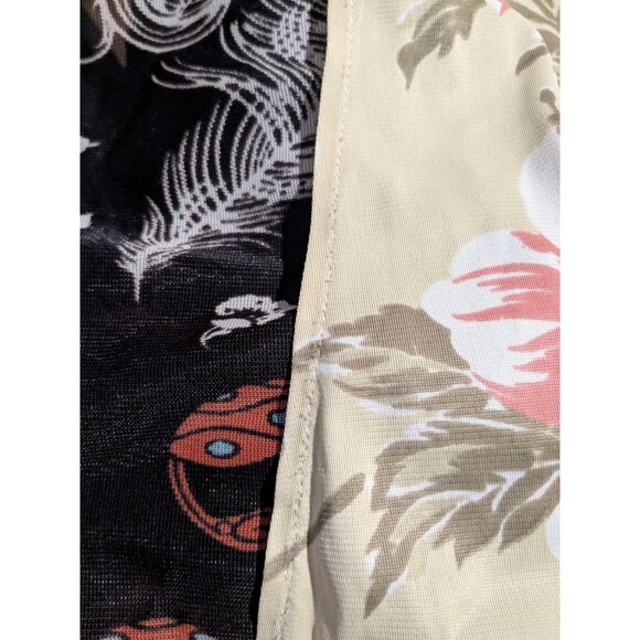 Vintage Combing Bed Jacket Patchwork Nylon Tricot Puff Sleeve Kimono Wrap XS/S - Picture 6 of 7